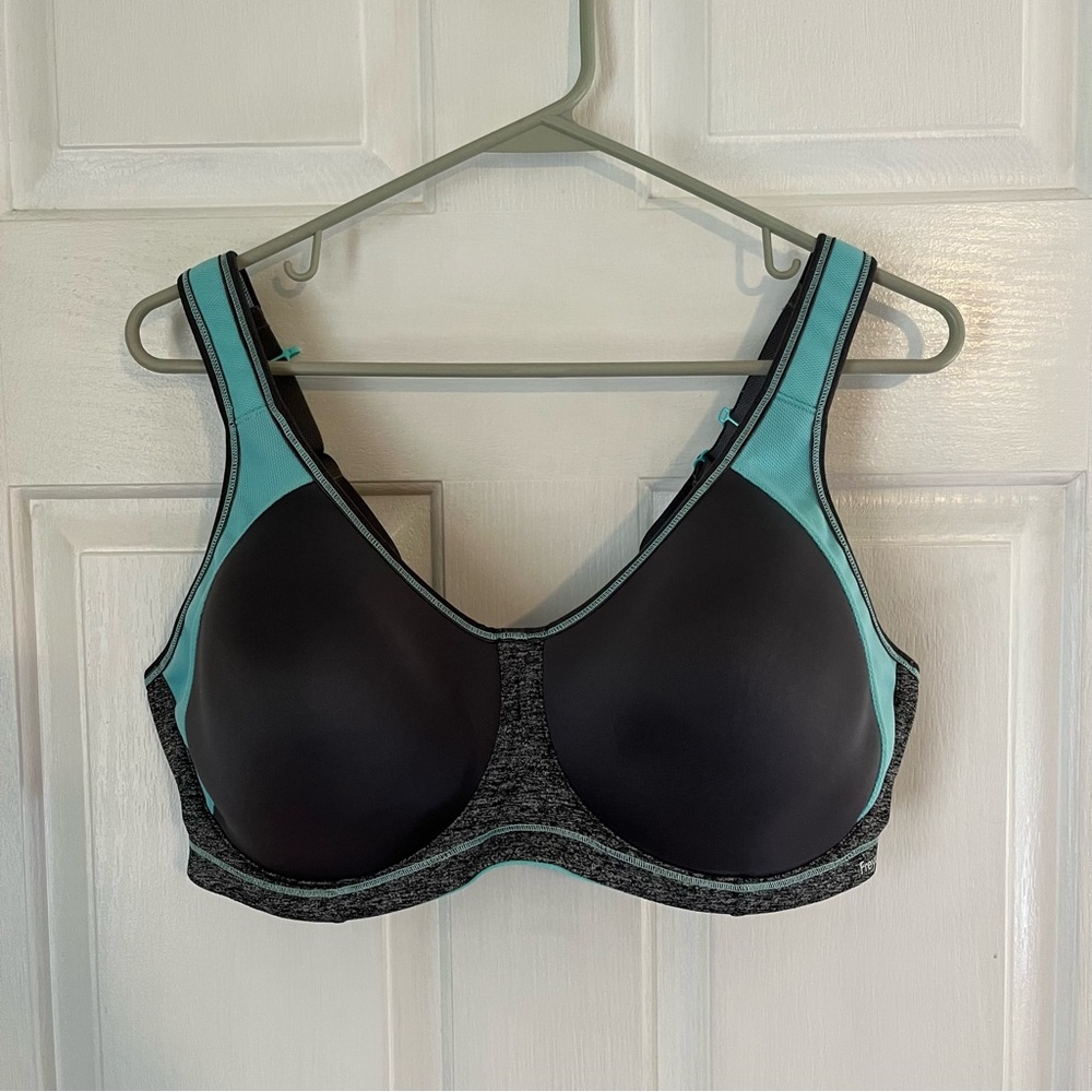 Freya teal and gray sports bra